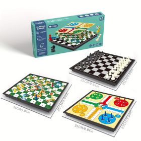 3 In 1 Gamie Magnetic Travel Chess Game, Foldable Portable Chess Board Game for Kids, Entertaining Road Trip Toys, Travel Games (Style: NO-118)